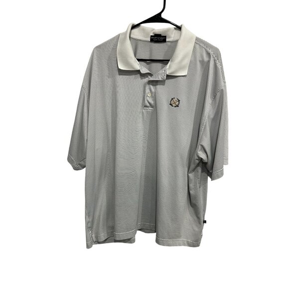 Byron Nelson Eleven Straight Striped Polo Shirt Sz XXL White Gray - Picture 1 of 8
